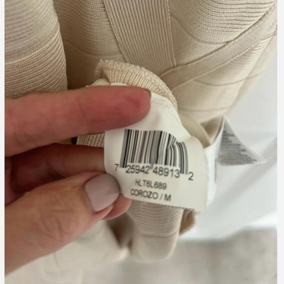 Hervé Léger Cream Bandage Dress Bodycon Sleeveless Mini M - Picture 8 of 12